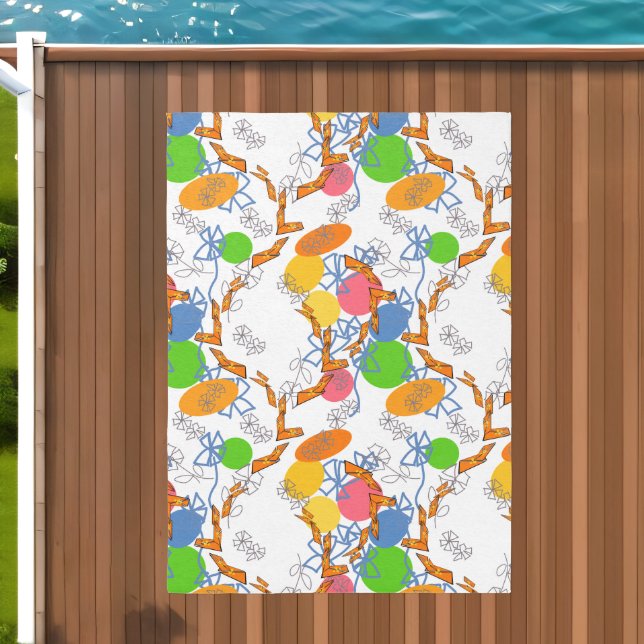 Abstract Yellow Orange Flowers Geometric  Outdoor Rug (Insitu (Outdoor 2))