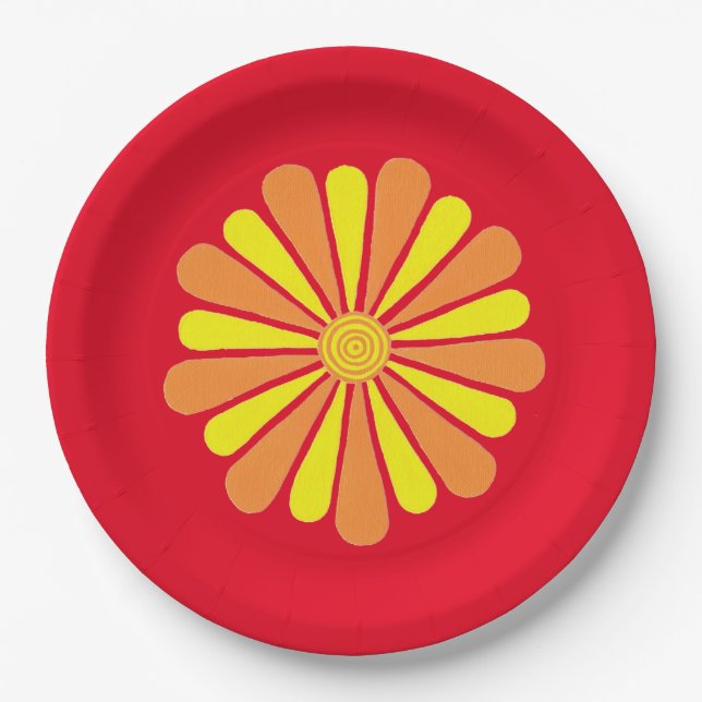 Abstract Yellow Orange Sunshine Energy Burst Plate (Front)