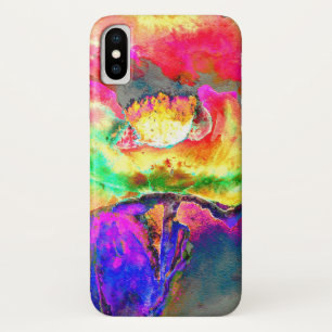 Abstract yellow pink watercolor floral painting iPhone x case