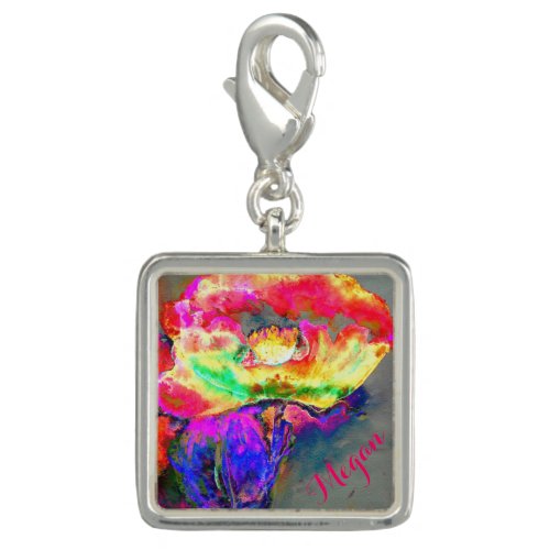 Abstract yellow pink watercolor floral painting  charm