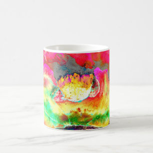 Abstract yellow pink watercolor floral painting coffee mug