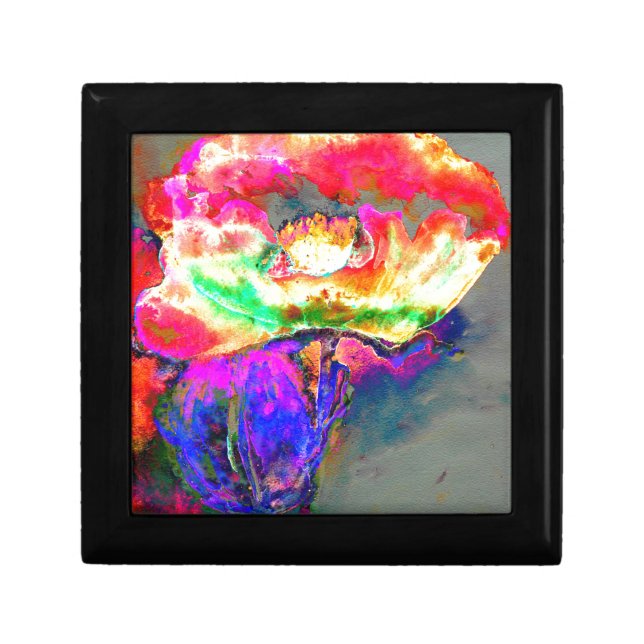 Abstract yellow pink watercolor floral painting  gift box (Front)