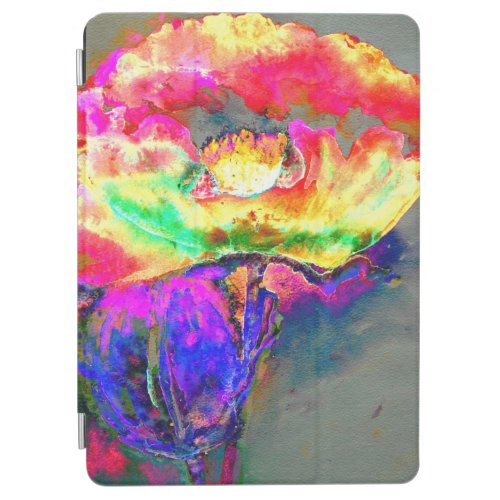 Abstract yellow pink watercolor floral painting  iPad air cover