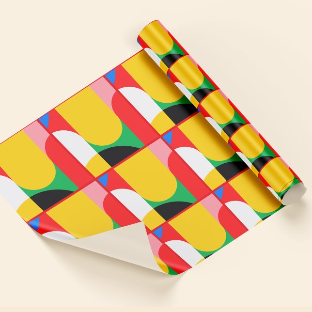 Abstract Yellow Red  Bold Colors Geometric Pattern Wrapping Paper (Abstract Yellow Red Bold Colors Geometric Pattern Wrapping Paper)