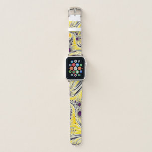 Abstract Yellow Spiral Fractal Apple Watch Band