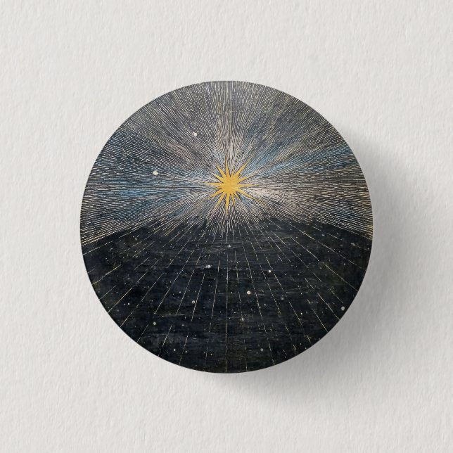 Abstract Yellow Starburst Mystic Celestial Cosmic Button (Front)