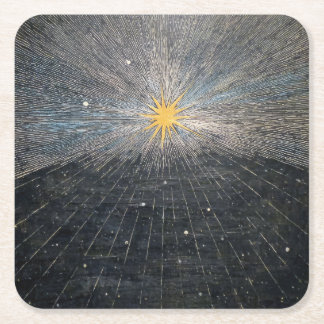 Abstract Yellow Starburst Mystic Celestial Cosmic Square Paper Coaster