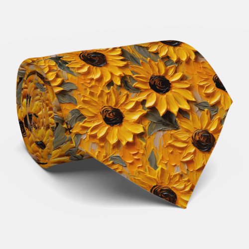 Abstract Yellow Sunflowers Painting Neck Tie