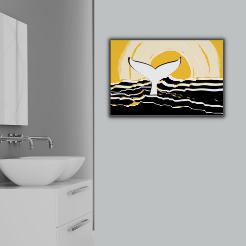 Abstract Yellow Sunsrise Whale Fin Ocean Modern Poster