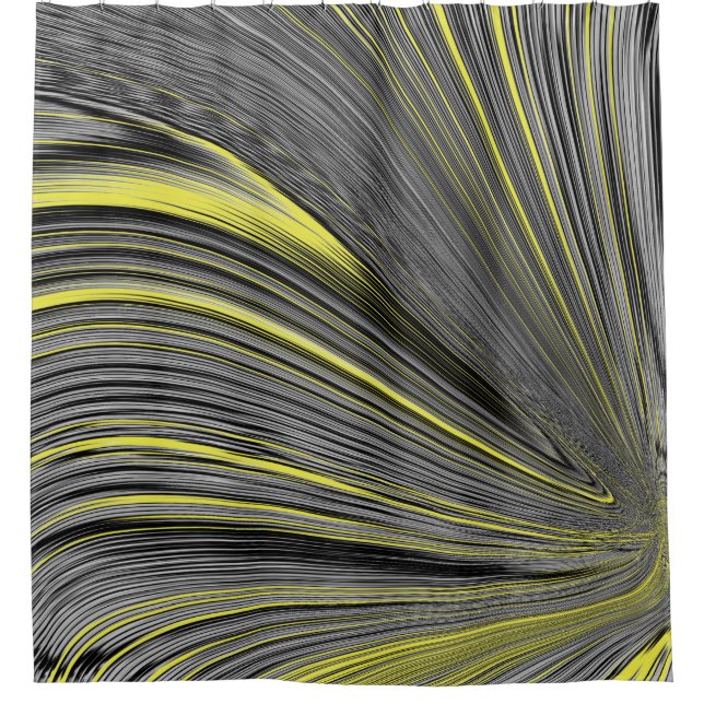 Abstract Yellow Warp Shower Curtain (Front)