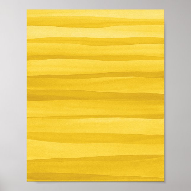 Abstract Yellow Watercolor Lines Art Poster (Front)