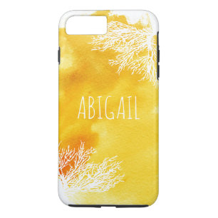 Abstract yellow watercolor splash and coral reef iPhone 8 plus/7 plus case