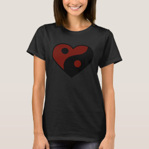 ABSTRACT YIN YANG BLACK AND DARK RED PEACE SYMBOL T-Shirt