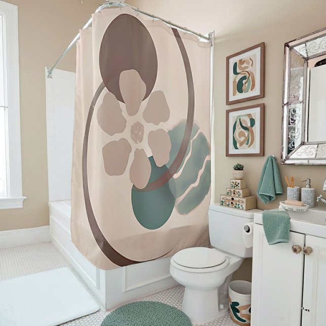 Abstract Yin Yang flower minimalist art Shower Curtain (Creator Uploaded)