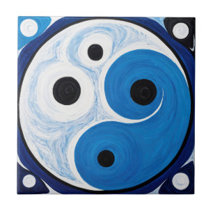 Abstract Yin Yang: Modernist Blue & White  Ceramic Tile