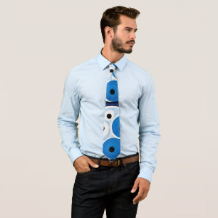 Abstract Yin Yang: Modernist Blue & White Neck Tie
