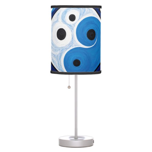 Abstract Yin Yang Modernist Blue  White  Table Lamp