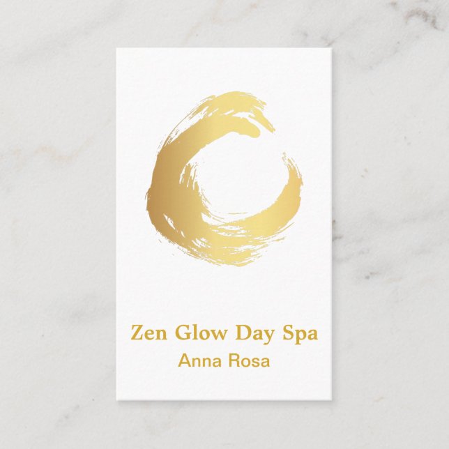 *~* Abstract Yoga Gold Brush Reiki Zen Meditation Business Card (Front)