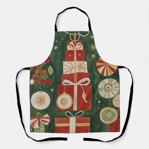 Abstract Yuletide Tapestry Apron