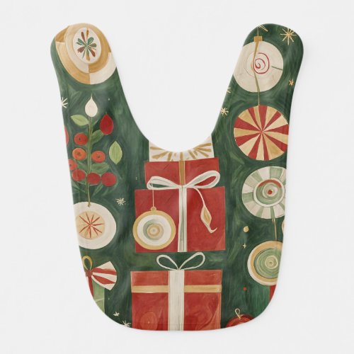 Abstract Yuletide Tapestry Baby Bib