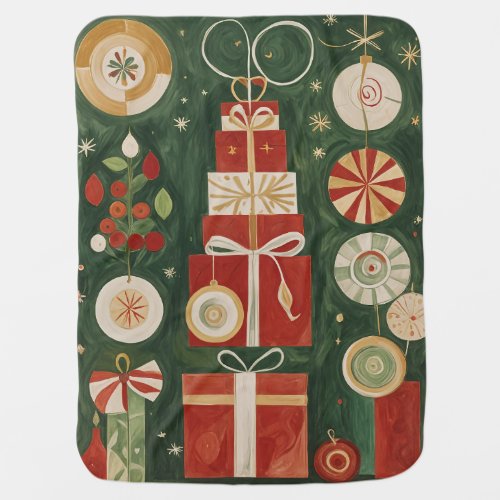 Abstract Yuletide Tapestry Baby Blanket