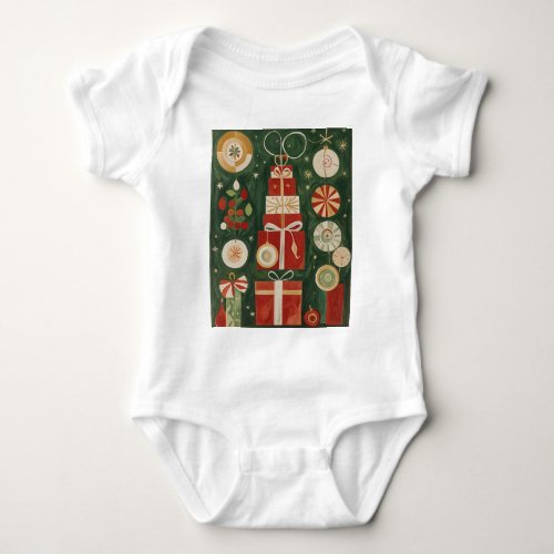 Abstract Yuletide Tapestry Baby Bodysuit