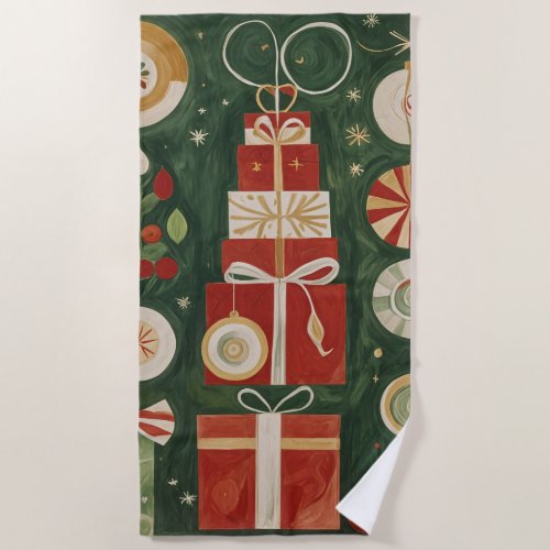 Abstract Yuletide Tapestry Beach Towel