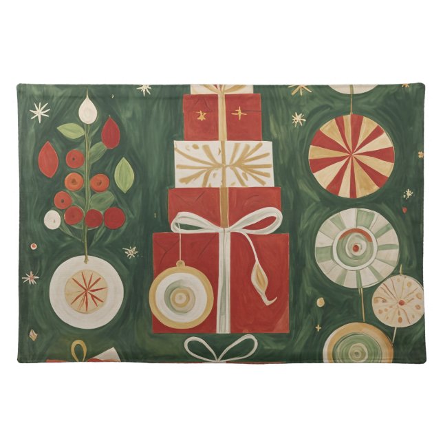Abstract Yuletide Tapestry Cloth Placemat (Front)