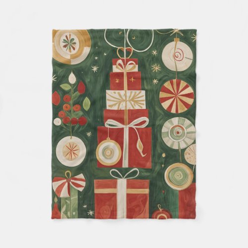 Abstract Yuletide Tapestry Fleece Blanket