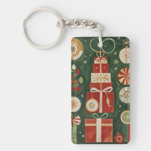 Abstract Yuletide Tapestry Keychain