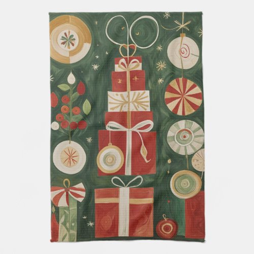 Abstract Yuletide Tapestry Kitchen Towel