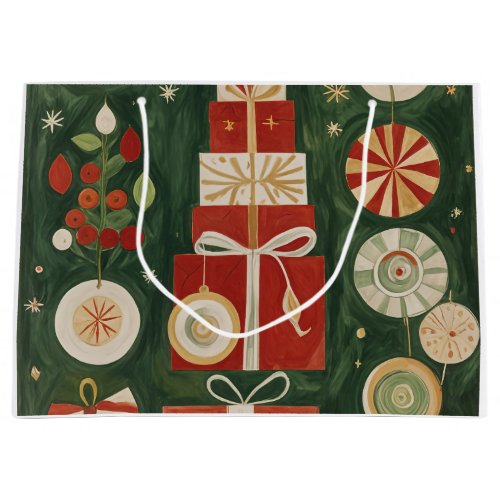 Abstract Yuletide Tapestry Large Gift Bag