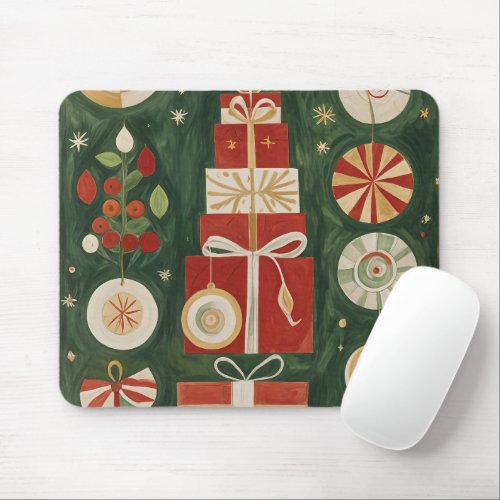 Abstract Yuletide Tapestry Mouse Pad