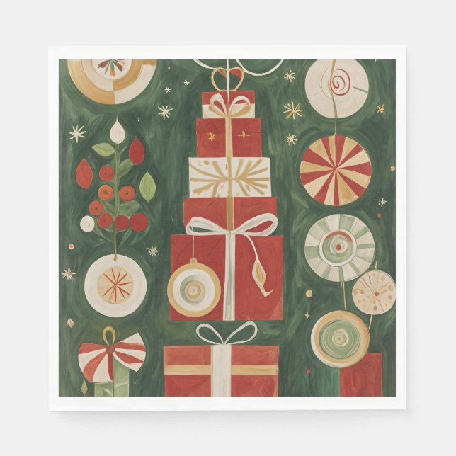 Abstract Yuletide Tapestry Napkins (Front)