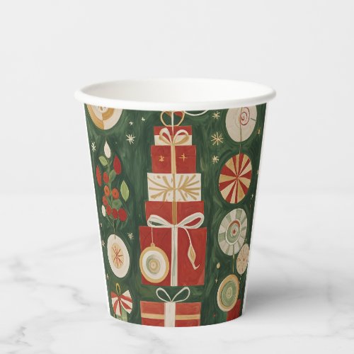 Abstract Yuletide Tapestry Paper Cups