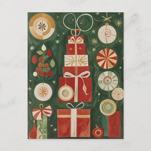 Abstract Yuletide Tapestry Postcard