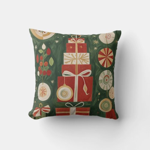 Abstract Yuletide Tapestry Throw Pillow