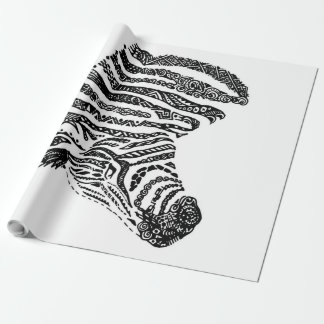 Abstract Zebra Canvas Black White Wrapping Paper
