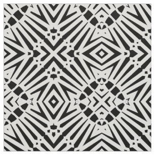 Abstract Zebra Motifs Black and White Geometric Fabric