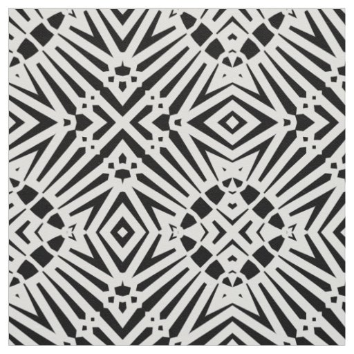 Abstract Zebra Motifs Black and White Geometric Fabric