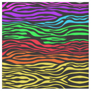 Abstract Zebra Rainbow Colors Fabric