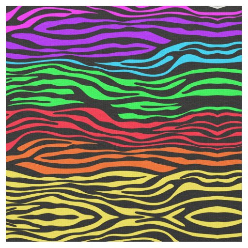 Abstract Zebra Rainbow Colors Fabric