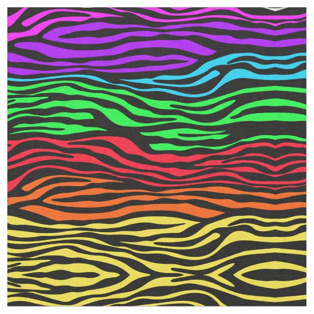 Abstract Zebra Rainbow Colors Fabric (Close Up)