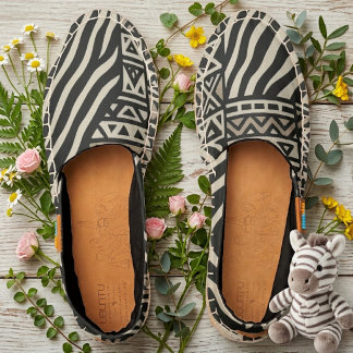 Abstract Zebra Stripe Taupe Ivory Animal Art Print Espadrilles