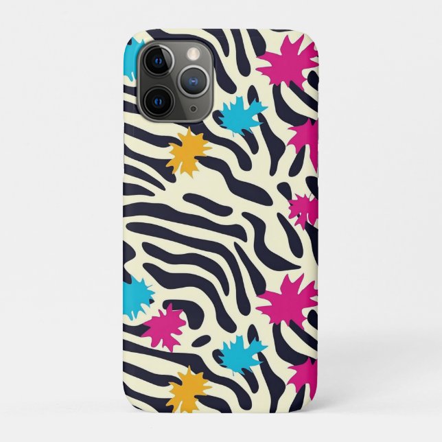 Abstract Zebra Stripes with Leaf Paint Splash Case-Mate iPhone Case (Back)