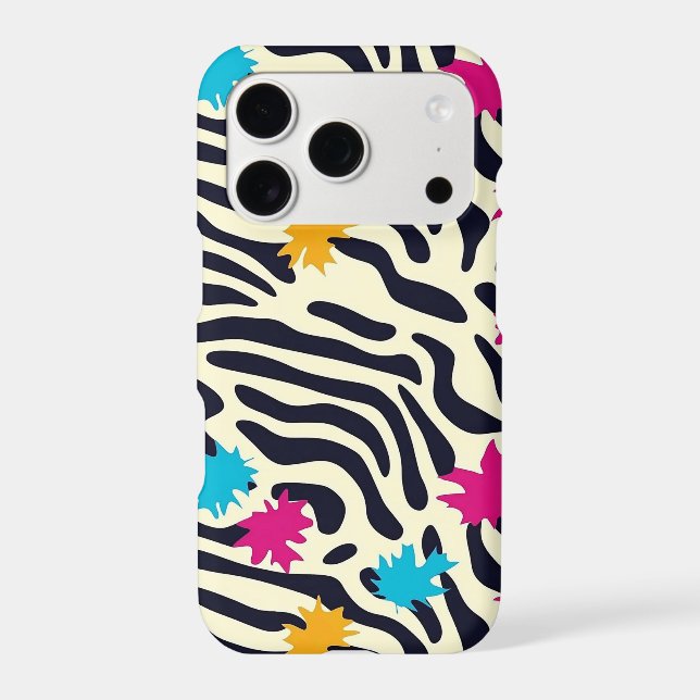 Abstract Zebra Stripes with Leaf Paint Splash Iphone Case (Back)