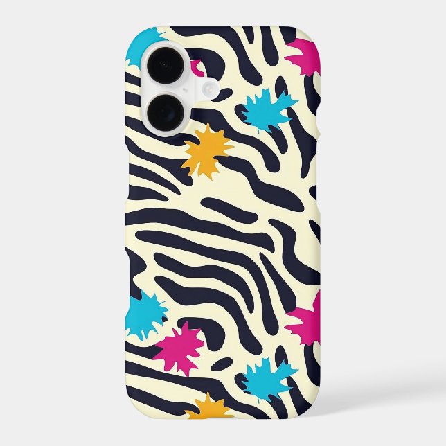 Abstract Zebra Stripes with Leaf Paint Splash Iphone Case (Back)