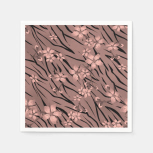 Abstract zebra tiger skin leather blooming flowers napkins