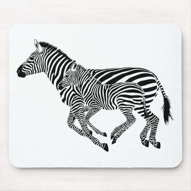 Abstract Zebras Mother and Child Mouse Pad (Front)
