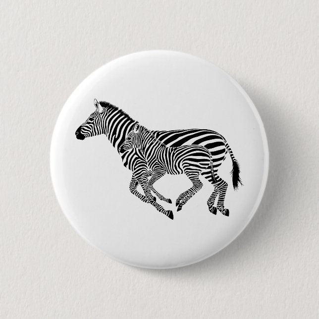 Abstract Zebras Mother and Child Pinback Button (Front)